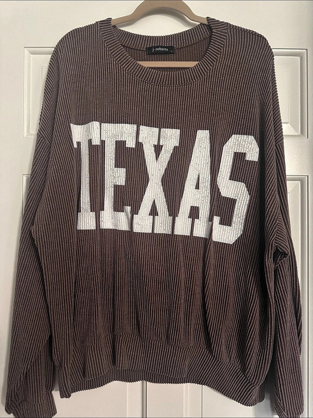 j. roberts Brown & White Graphic Sweater Size Large